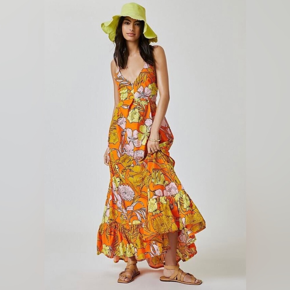 Anthropologie Plenty by Tracy Reese Floral Maxi Dress Orange $248